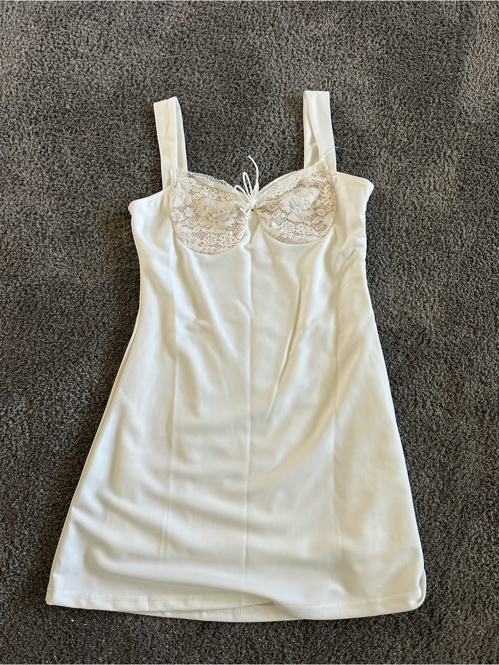 Classic Ivory Lace-Trim Slip Dress